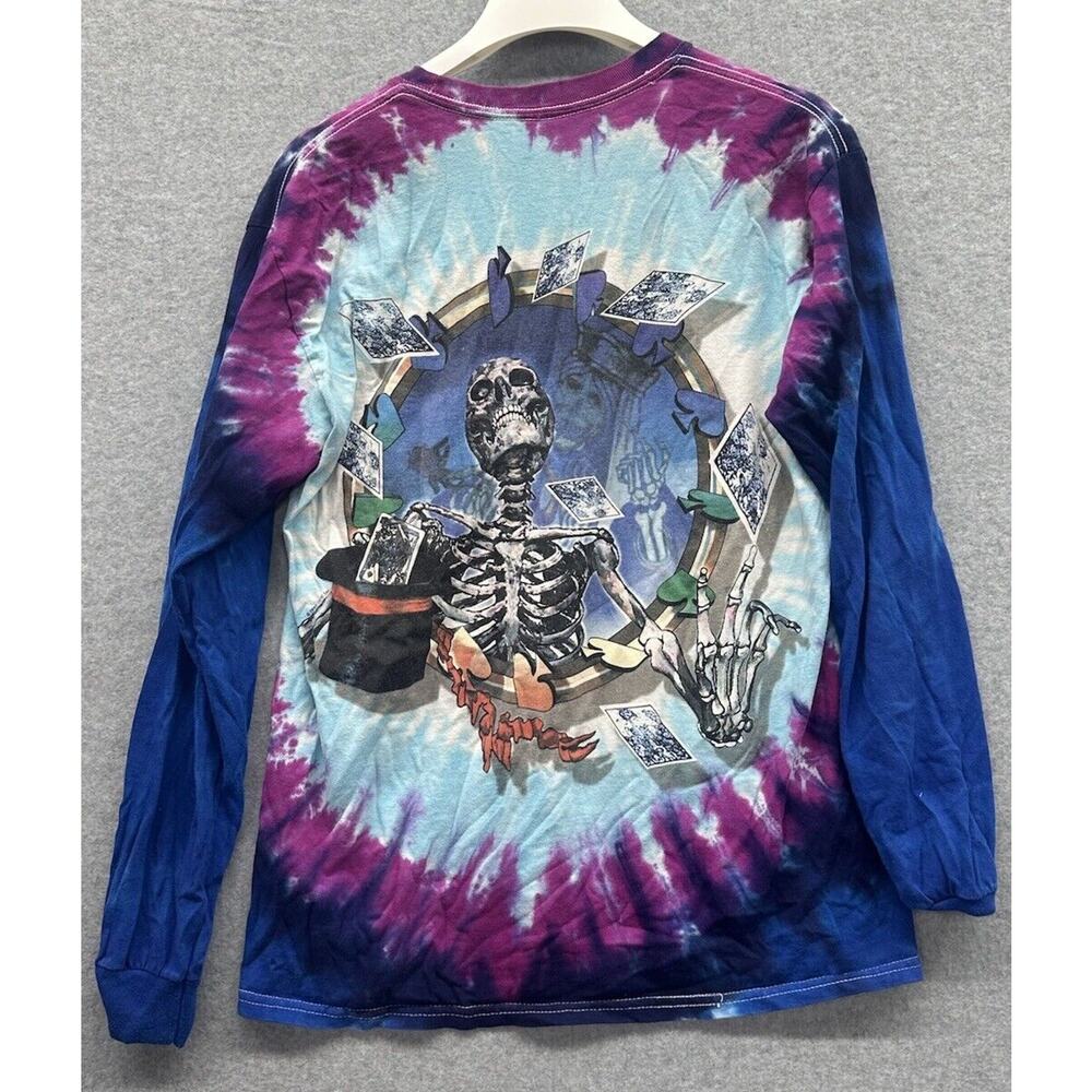 Vtg 1999 Grateful Dead shirt Mens M Tie Dye Liquid Blue Queen of Spades Long Slv - Picture 2 of 5